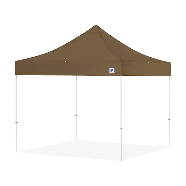 TAA Compliant Eclipse Shelter, 10' W x 10' L, White Steel Frame, Coyote Brown Top
